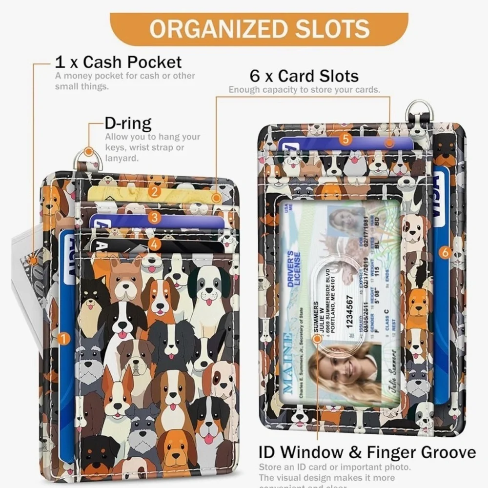 Credit Card Holder Slim Wallet, Puppy Dog RFID Wallet Women's (new)